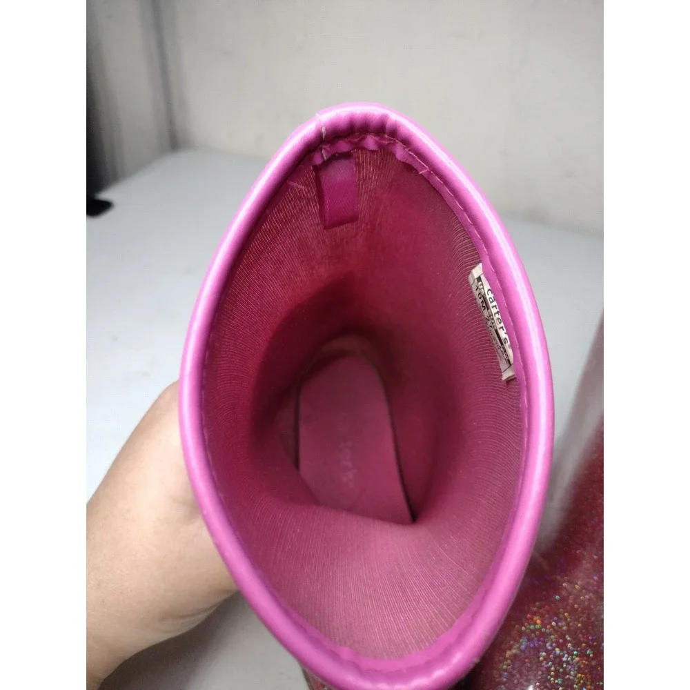 Carters Kids Pink Glitter Rain Boots Waterproof Sparkly Shoes Size 10M